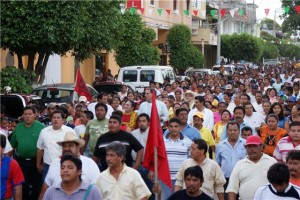 Integrantes de la COCEI durante una manifestación en Juchitán de Zaragoza.