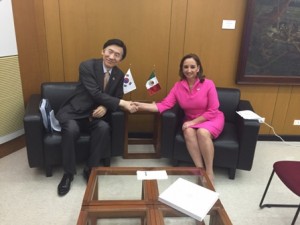 Ruiz Massieu con el Ministro de Asuntos Exteriores de la República de Corea, Yun Byung-Se