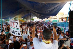 Los ejutecos recibieron al abanderado de la coalición Juntos Hacemos Más.