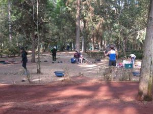 Hoy como protesta simbólica, corredores realizaron el regado a los árboloes que sembrearon.