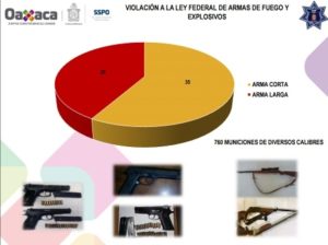 Confiscan 60 artefactos, 35 categorizados como armas cortas y 25 como armas largas.
