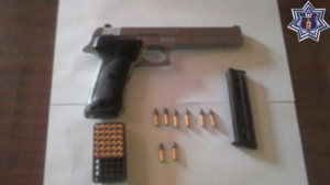 Pistola calibre 22, marca Smith Wesson, modelo 2206, matrícula TFC7861.