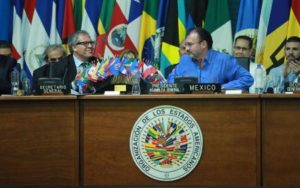 Cuatro pilares temáticos de la Organización: democracia, derechos humanos, desarrollo y seguridad.