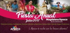 La cartelera de eventos puede consultarse en la página oficial de Facebook: Magdalena Apasco.