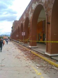 Afectaciones en el Palacio Municipal de Huajuapan de León.