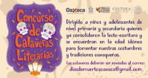 Convocan a niños y jóvenes de primaria y secundaria a participar en el Concurso de “Calaveras Literarias”.