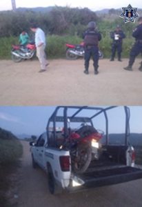 Motocicleta Yamaha, roja con negro, placa de circulación HFA3M y serie LBPKE1316G0114751.