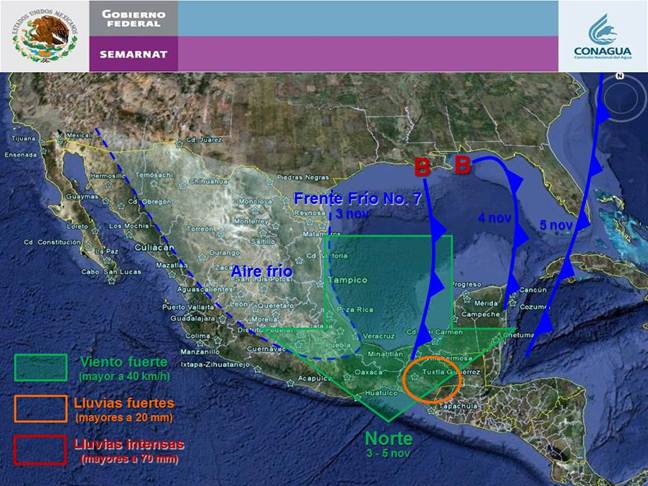Frente frío número 7 traerá lluvias moderadas a Oaxaca