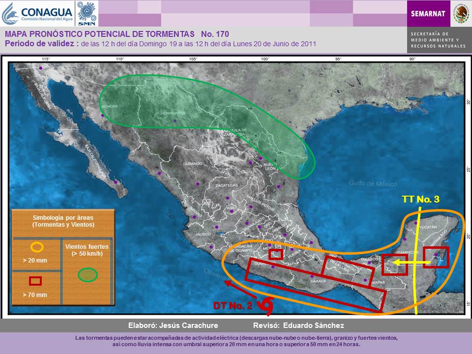 Tormentas intensas en las costas y el Caribe de México, en las próximas 24 horas