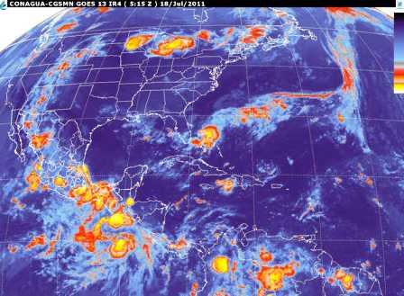 Lluvias  de fuertes a intensas en el Occidente, Oriente, Sur y Sureste del país:SMN