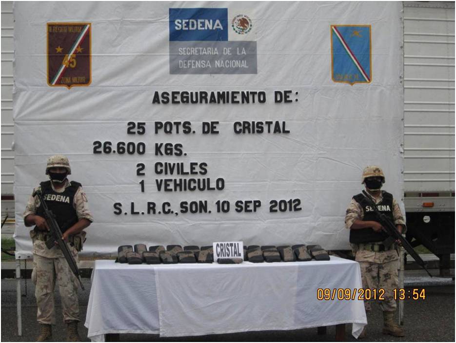 Incauta Ejército más de 26 kilogramos de droga cristal, en Sonora