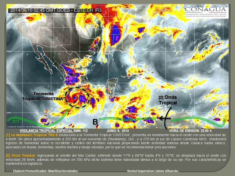 La tormenta tropical “Cristina” originará lluvias intensas en Jalisco, Colima, Michoacán, Guerrero y Oaxaca