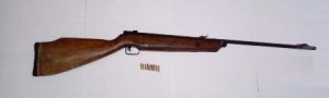 Rifle calibre 22, marca Mendoza, sin matrícula y con 10 cartuchos útiles del mismo calibre.