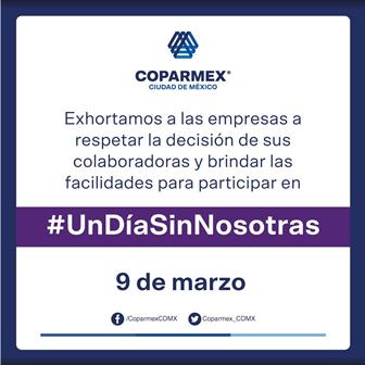 Participa 89% de empresas socias de Coparmex CDMX en #UnDíaSinNosotras