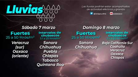 Pronostican lluvias con intervalos de chubascos en Chihuahua, Durango, Sinaloa y Sonora
