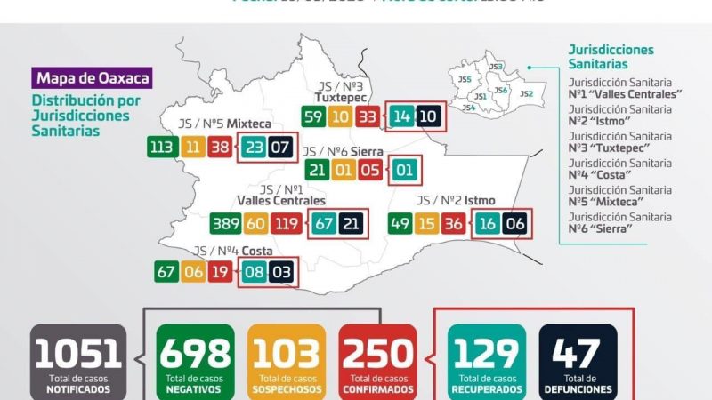 Gráfica de casos de Covid-19 en Oaxaca