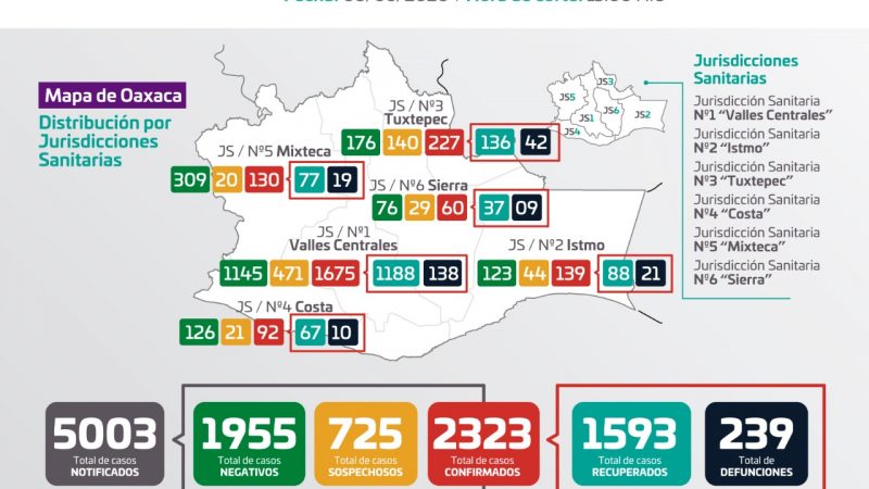 Gráfica de casos de Covid-19 en Oaxaca