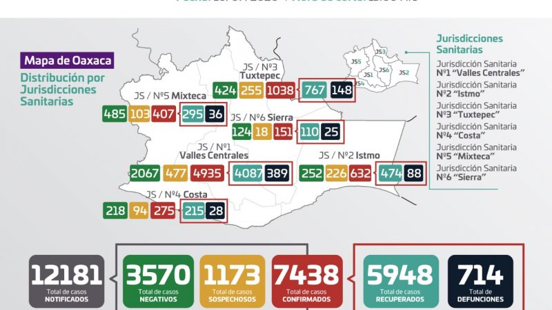 Gráfica de casos de Covid-19 en Oaxaca