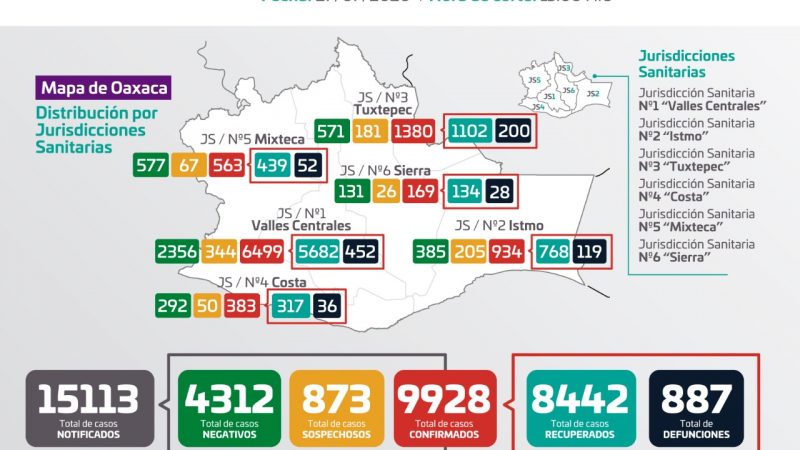 Gráfica de casos de Covid-19 en Oaxaca
