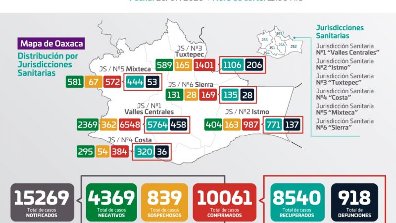 Gráfica de casos de Covid-19 en Oaxaca