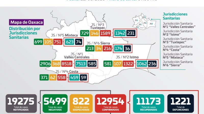 Gráfica de casos de Covid-19 en Oaxaca