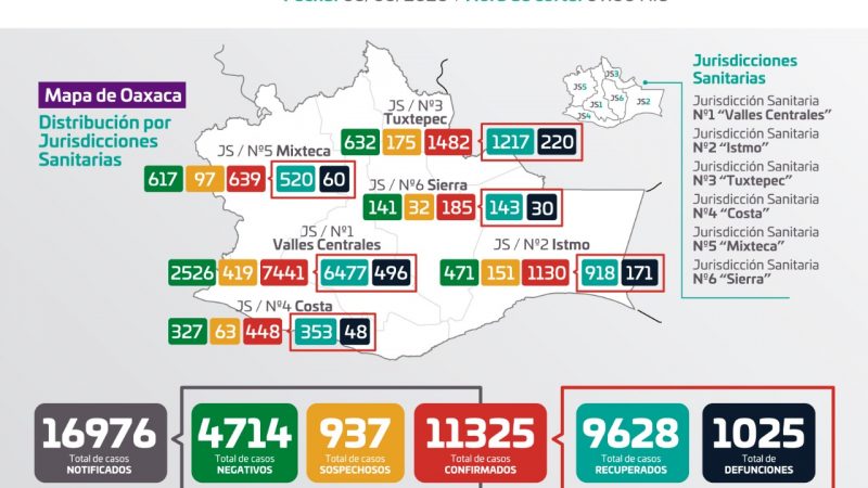Gráfica de casos de Covid-19 en Oaxaca
