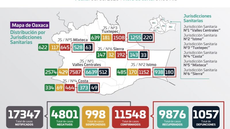 Gráfica de casos de Covid-19 en Oaxaca