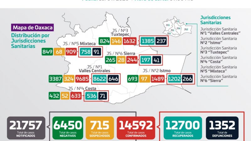 Gráfica de casos de Covid-19 en Oaxaca