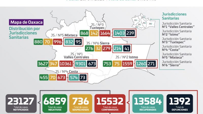 Gráfica de casos de Covid-19 en Oaxaca