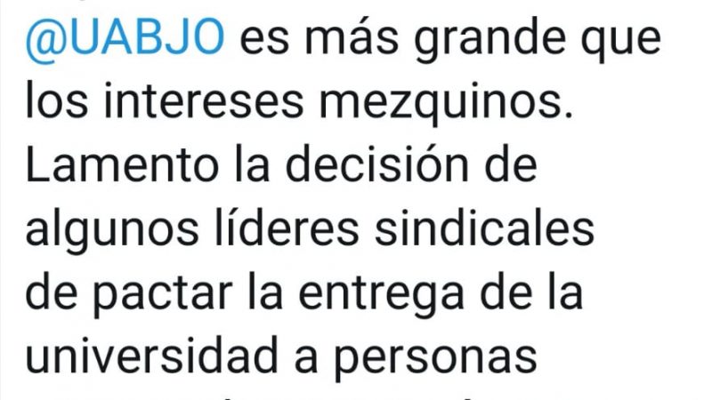 Eduardo Bautista Martínez rector de la Universidad Autónoma Benito Juárez de Oaxaca se pronuncia por la defensa de la autonomía y en rechazo de injerencias externas