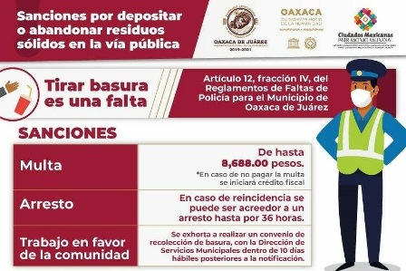 Prevé Ayuntamiento de Oaxaca medidas más severas a quien abandone desechos en vía pública