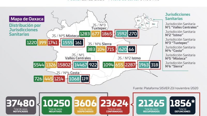Gráfica de casos de Covid-19 en Oaxaca