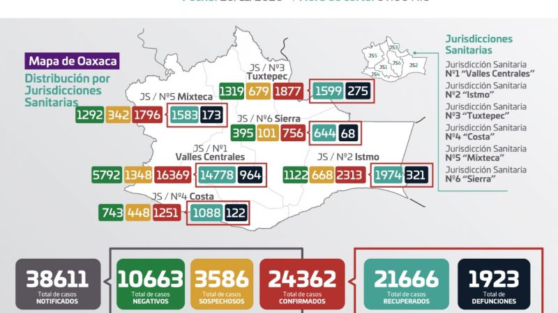 Gráfica de casos de Covid-19 en Oaxaca