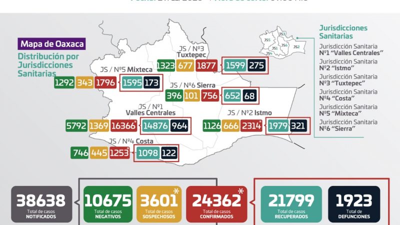 Gráfica de casos de Covid-19 en Oaxaca