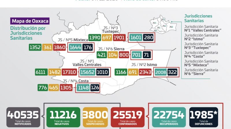 Gráfica de casos de Covid-19 en Oaxaca