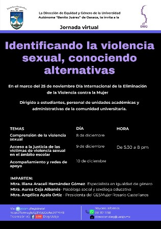 Realizará la UABJO Jornada Virtual “Identificando la violencia sexual y conociendo alternativas”