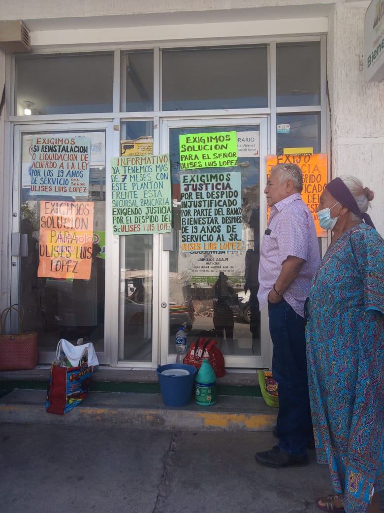 Por despido de trabajador sucursal del Banco Bienestar de Juchitán, cerrada desde hace 7 meses