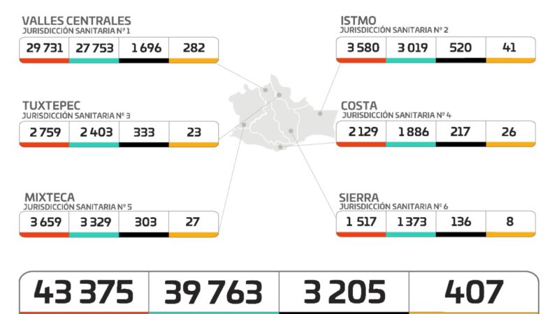 Gráfica de casos de Covid-19 en Oaxaca