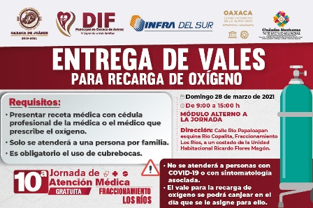 Entregará Ayuntamiento de Oaxaca vales para oxígeno medicinal en el Fraccionamiento Los Ríos