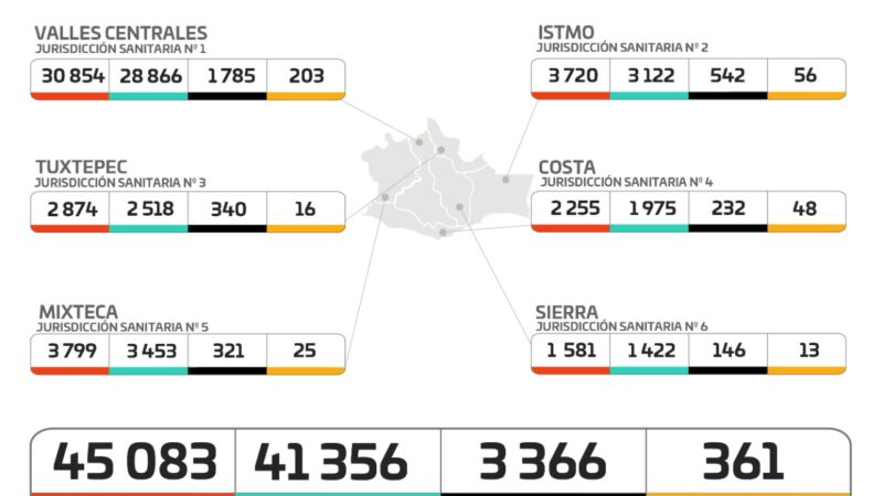 Gráfica de casos de Covid-19 en Oaxaca