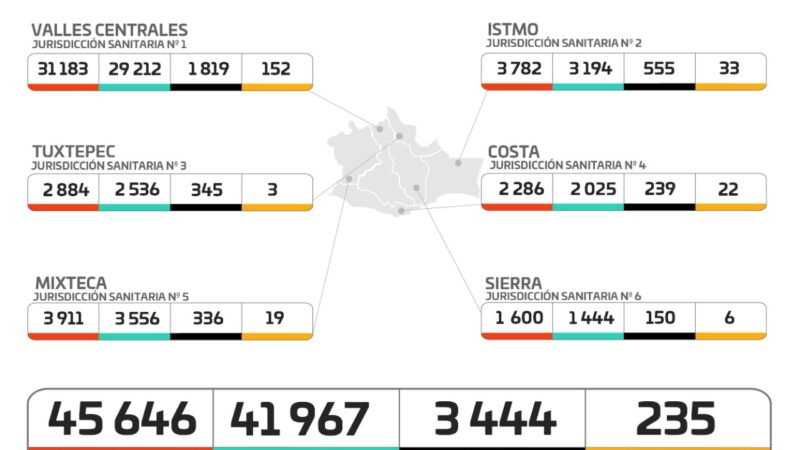 Gráfica de casos de Covid-19 en Oaxaca