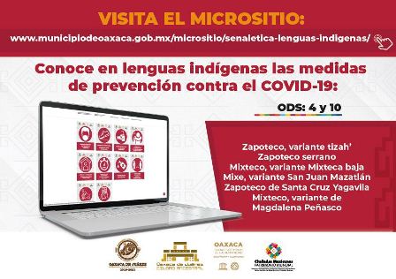 Promueve Ayuntamiento de Oaxaca medidas preventivas contra Covid-19 en lenguas indígenas
