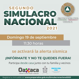 Convocan a participar en el Segundo Simulacro Nacional, el domingo 19 de septiembre