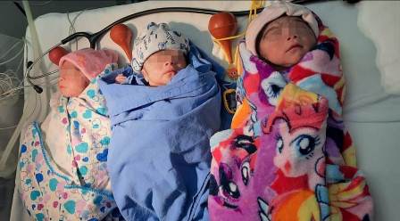 Nacen trillizas en el Hospital General “Doctor Macedonio Benítez Fuentes” de Juchitán, Oaxaca