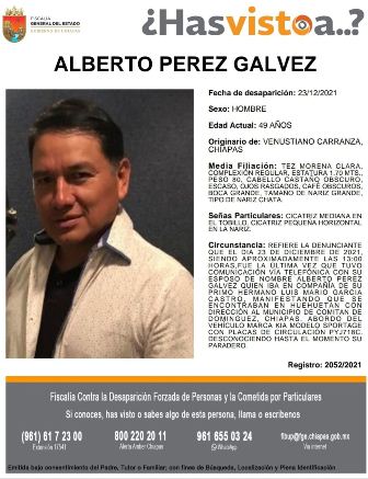 Investiga CNDH desaparición de los ciudadanos Alberto Pérez Gálvez y Luis Mario García Castro