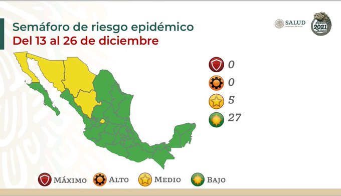 Permanecerá Oaxaca del 13 al 26 de diciembre en color verde; Fundamental seguir medidas sanitarias