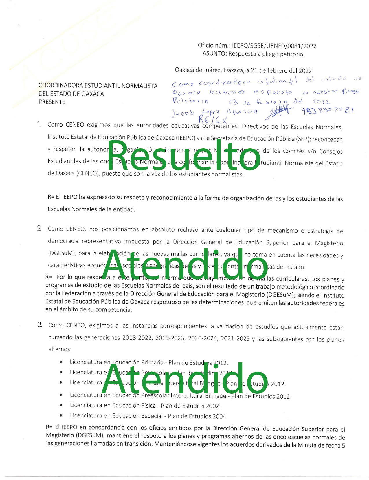 Brinda IEEPO atención y respuestas a normalistas con responsabilidad y en el marco de la Ley