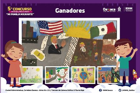 Da a conocer IOAM a ganadores del Quinto Concurso de Dibujo y Pintura Infantil: Mi Familia Migrante