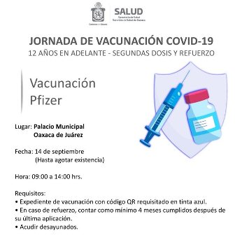 Invitan a vacunar contra Covid-19 a la niñez de cinco a 17 años en Oaxaca