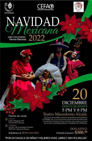 Cerrará GESMujer campaña de procuración de fondos con espectáculo “Navidad Mexicana” en el Teatro Macedonio Alcalá